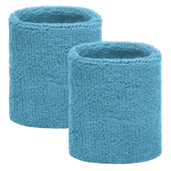 Gekleurde zweetbandjes lichtblauw 2 stuks