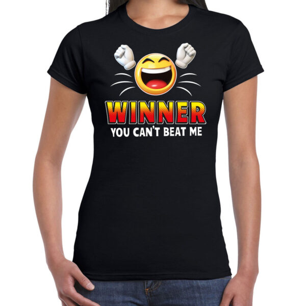 Winner you cant beat me fun shirt dames zwart