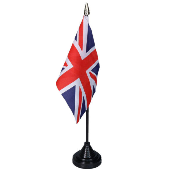 Vlag Engeland/UK tafelvlaggetjes - 1x stuks - 10 x 15 cm vlag - met zwarte standaard