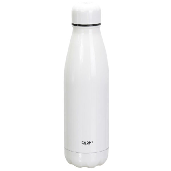 Travel drinkfles voor warme en koude dranken - wit - roestvrij staal - met schroefdop - 500 ml