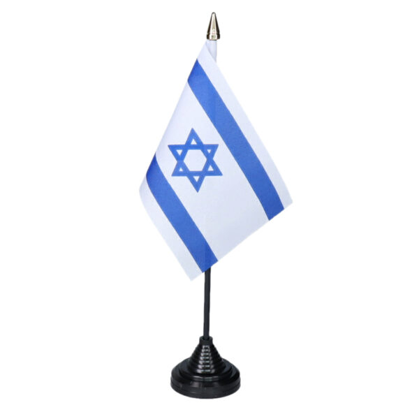 Vlag Israel tafelvlaggetjes - 1x stuks - 10 x 15 cm vlag - met zwarte standaard