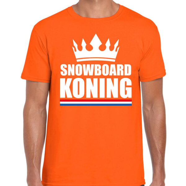 Snowboard koning apres ski t-shirt oranje heren - Sport / hobby shirts