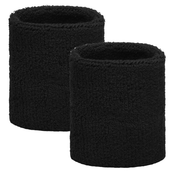 Gekleurde zweetbandjes zwart 2 stuks