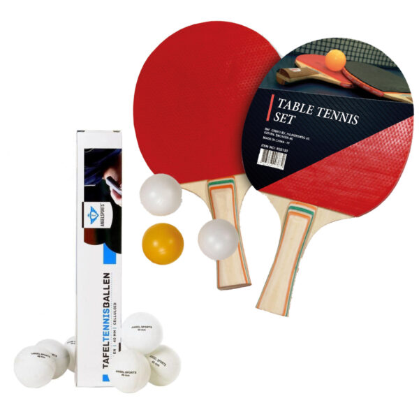 Tafeltennis of ping pong spelen setje - van 2 batjes - en 9x tafeltennisballetjes - sport - spellen
