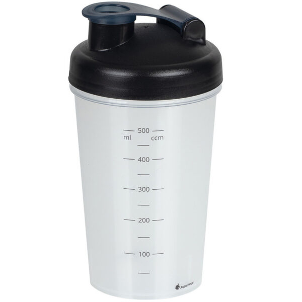 Juypal Shakebeker/shaker/bidon - 600 ml - zwart - kunststof