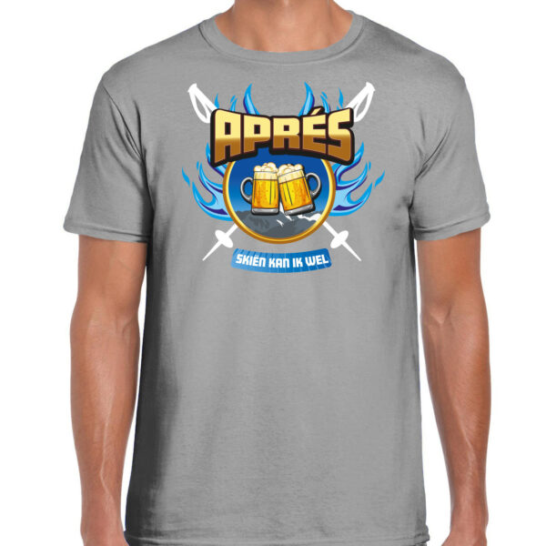 Wintersport verkleed t-shirt voor heren - apres skien - grijs - winter/apres ski outfit