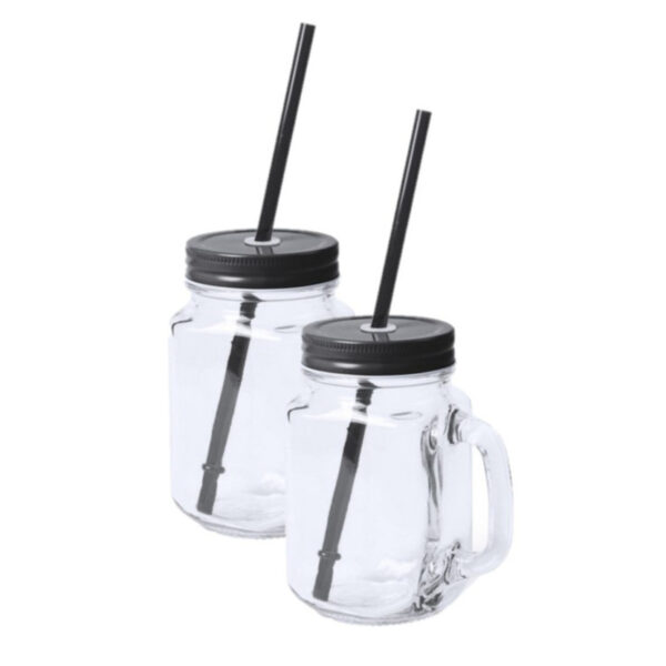 Mason Jar drinkbekers - 10x stuks - glas - dop zwart met rietje - 500 ml - afsluitbaar - fruit shake