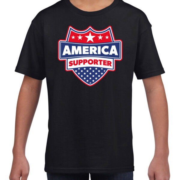 Amerika / america supporter shirt zwart voor kinderen