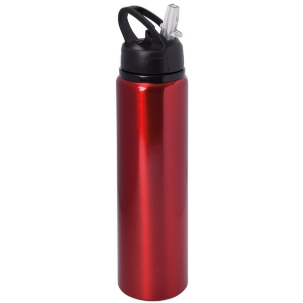 Waterfles/sportfles/drinkfles sporty - rood - aluminium/kunststof - 800 ml