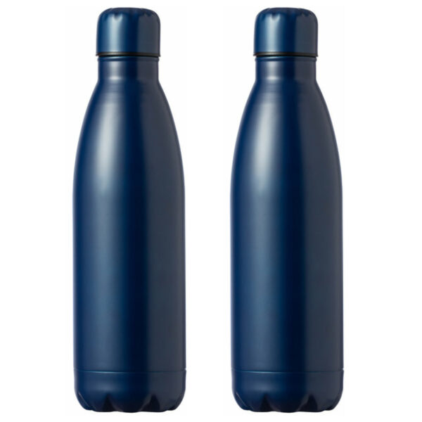 Waterfles / drinkfles met schroefdop - 2x - mat blauw - 790 ml - RVS metaal