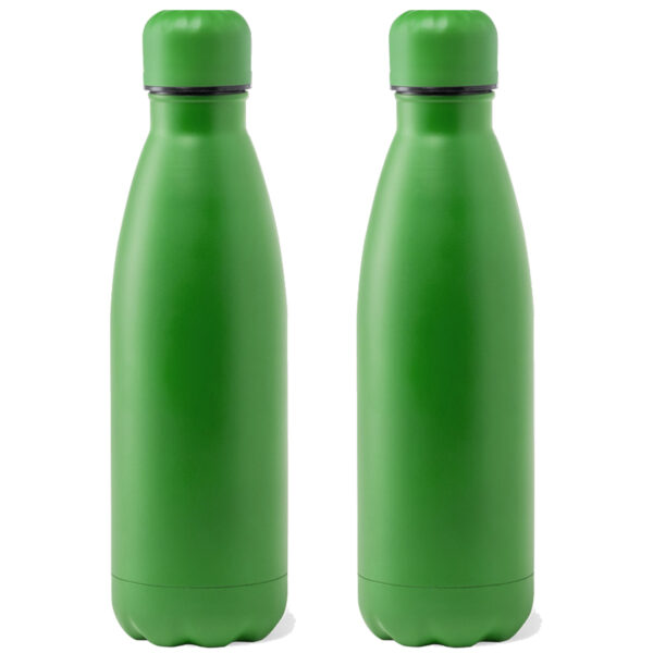 Waterfles / drinkfles met schroefdop - 2x - mat groen - 790 ml - RVS metaal