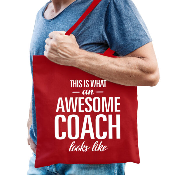 Bellatio Decorations cadeau tas voor coach/trainer - katoen - 42 x 38 cm - geweldige coach