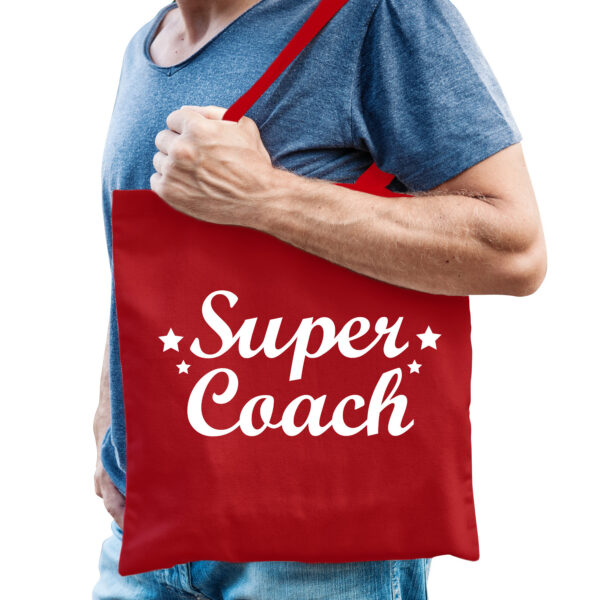 Bellatio Decorations cadeau tas voor coach/trainer - katoen - 42 x 38 cm - super coach