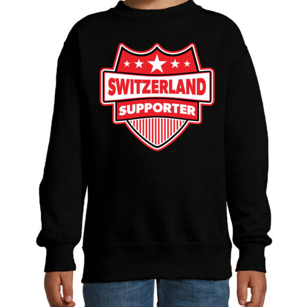 Zwitserland / Switzerland schild supporter sweater zwart voor k