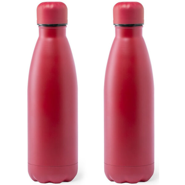 4x Stuks Rvs waterfles/drinkfles rood met schroefdop 790 ml