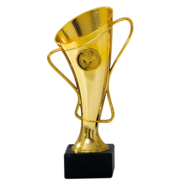 Luxe trofee/prijs beker met oren - goud - kunststof - 20 x 10 cm - sportprijs