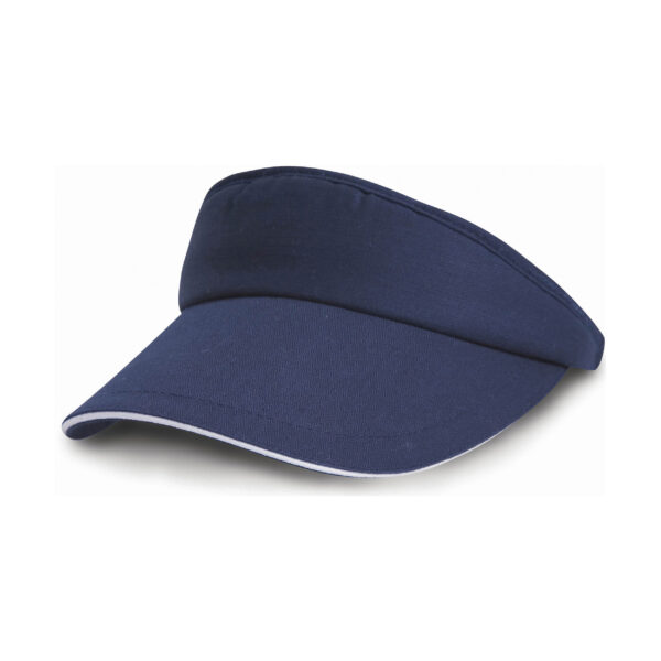 Sport zonneklep - navy blauw/wit - volwassenen - katoen - verstelbaar