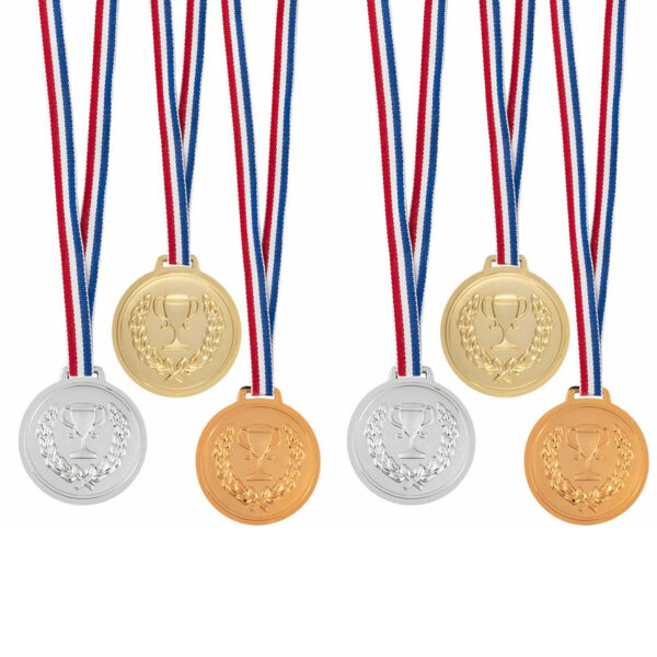Carnaval verkleed medailles - met lint - 20x - goud/zilver/brons - kunststof - 6 cm - speelgoed