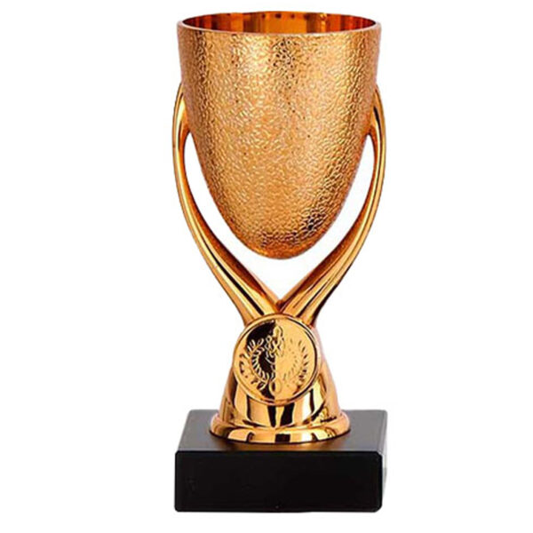 Luxe trofee/prijs beker op sierlijke poot - brons - kunststof - 15 x 6,8 cm