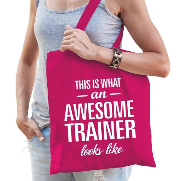 Awesome trainer cadeau tas fuchsia roze katoen