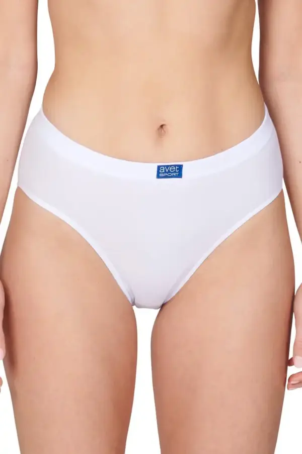 Dames High leg slip 3270 sport - Dames onderbroek - kanten ondergoed -badstof kruisje - wit en zwart